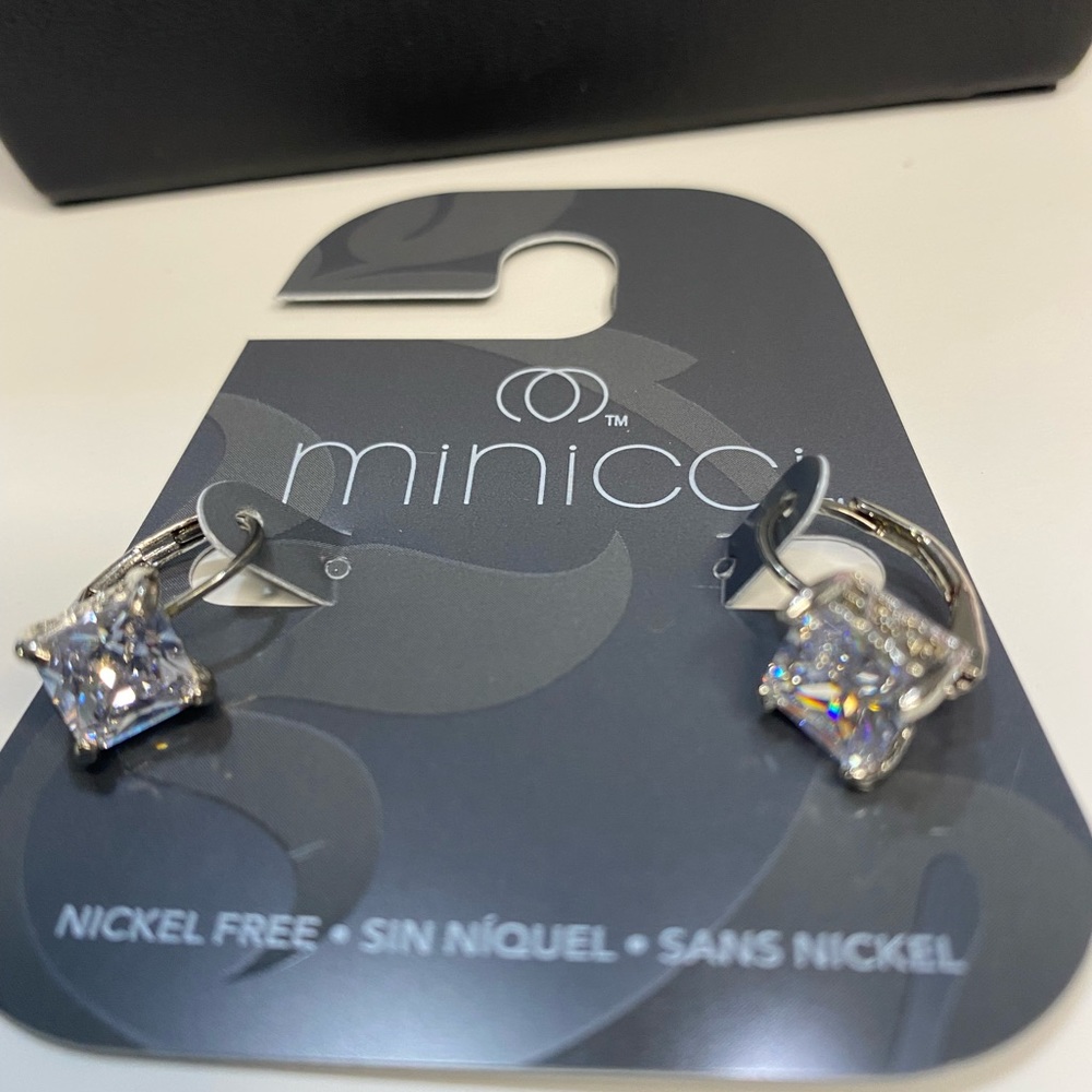 Minicci Silver White Rhinestone earrings